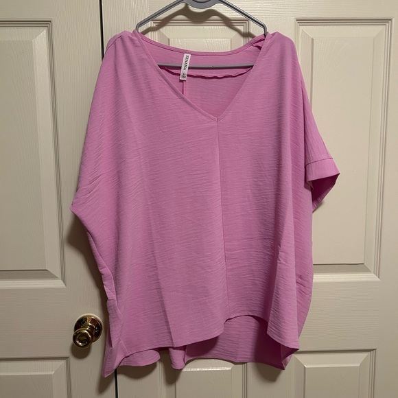Pink V-Neck Blouse - Picture 1 of 6